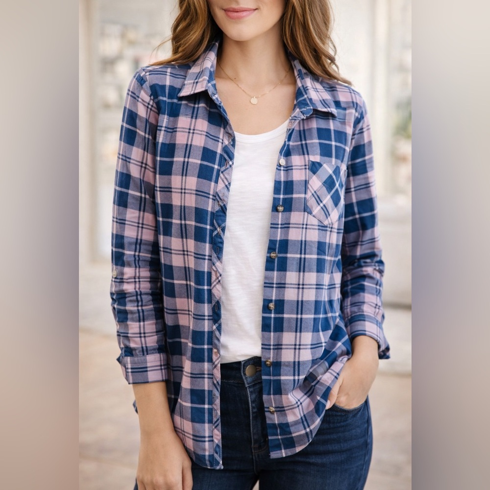 Plaid womens Shirt - Blue and Pink